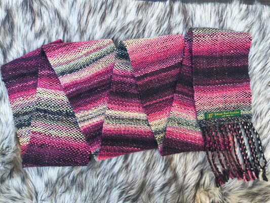 Black Cherry Cream Handwoven Scarf