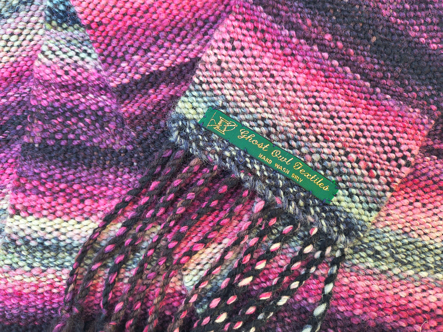 Black Cherry Cream Handwoven Scarf